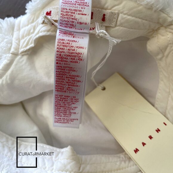 Marni: M Faux Fur Terry Cloth Embroidered Logo Baseball Cap FW24 - Picture 9 of 13